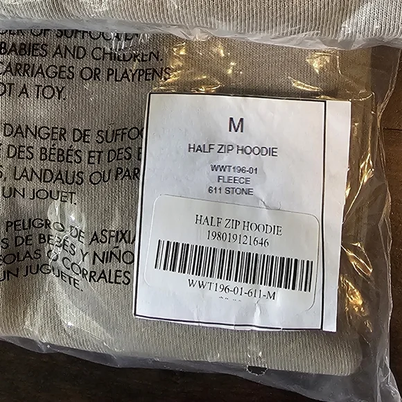 WEWOREWHAT Half-Zip Fleece Oversized Cropped Hoodie in Stone Color, Women's - Picture 9 of 9